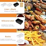 Air Accessoires de fryer pour Ninja Dual, Linges de silicone & Air Rack de friteuse pour Ninja Foodi DZ201 DZ401 DZ550 8-10QT, Inclure Tong, Linge de papier, Brosse à huile, Convient pour Four Micro-ondes