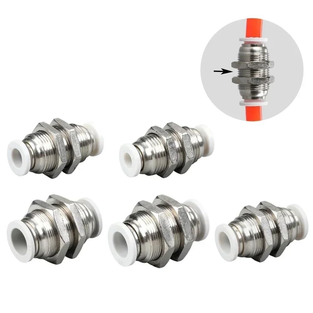 5/10/20 piezas PM compresor neumático manguera de aire kit conector rápido tubo recto mamparo adaptador de tubo 4 6 8 12 8 mm (PM8-8 O.D.8 mm, 10 piezas)