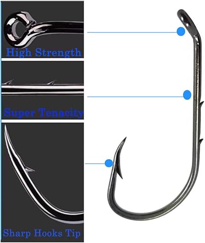 Miniatura 8 de CAJOAUIS Anzuelos de pesca de cebo, 100 unidspaquete de púas con mango de púas para pesca de ojos (8 # -60)