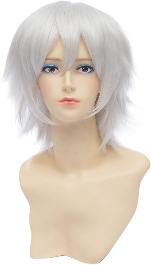 Ecvtop Men's 30cm Silver White Short Sakata Gintoki Cosplay Party Wig
