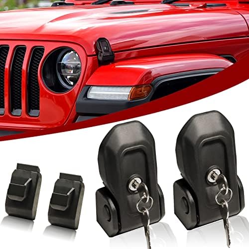 Buling Wrangler Factory Locking Hood Latches with Keys Compatible with Jeep Wrangler JL JLU 2018-2026 & Jeep Gladiator JT 2020-2026 (Matte Black)