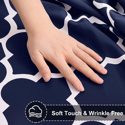 Homing Rectangle Table Cloth, Waterproof Stain Resistant Washable Tablecloth, Moroccan Polyester Table Cover For Dining, Indoor And Outdoor (Navy Blue And White, 52" X 70") #TOP4