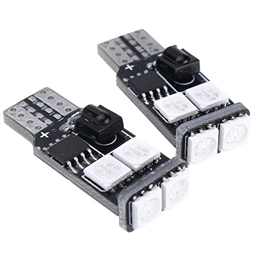 MASUNN 2X T10 6 SMD 5050 RGB LED Car Wedge Side Light Reading Lamp Bulb Remote Control - Image 2