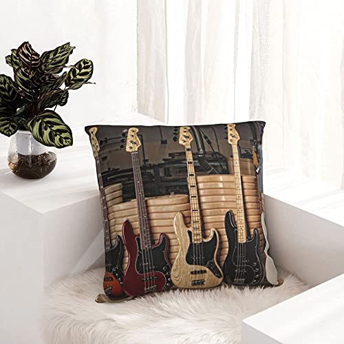 Guitar Bass Music Musical Instruments Pillow Protector for Men Women Throw Pillow Covers Cushion Couch 18x18 Pillow Cover