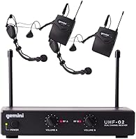 Vista 12 de Gemini Sound UHF-02HL-S34 - Auriculares inalámbricos UHF de doble canal y sistema de micrófono de solapa, perfecto para instructores de fitness