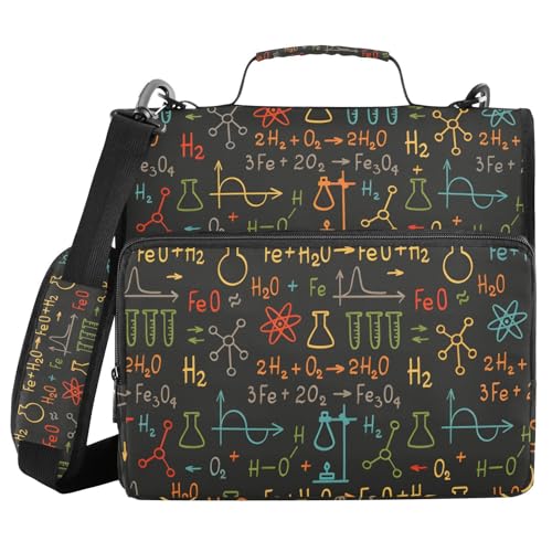 Image of Science Chemistry Laboratory Zipper Binder Bag 3 Ring Binder with Shoulder Strap Zip Up 500 Sheets Capacity Multi Pockets for School Office Supplies