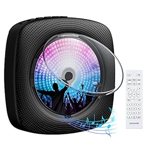 Gueray CD-Player für Wandmontage mit Bluetooth HiFi Lautsprecher Fernbedienung LED-Display Unterstützt FM-Radio USB…