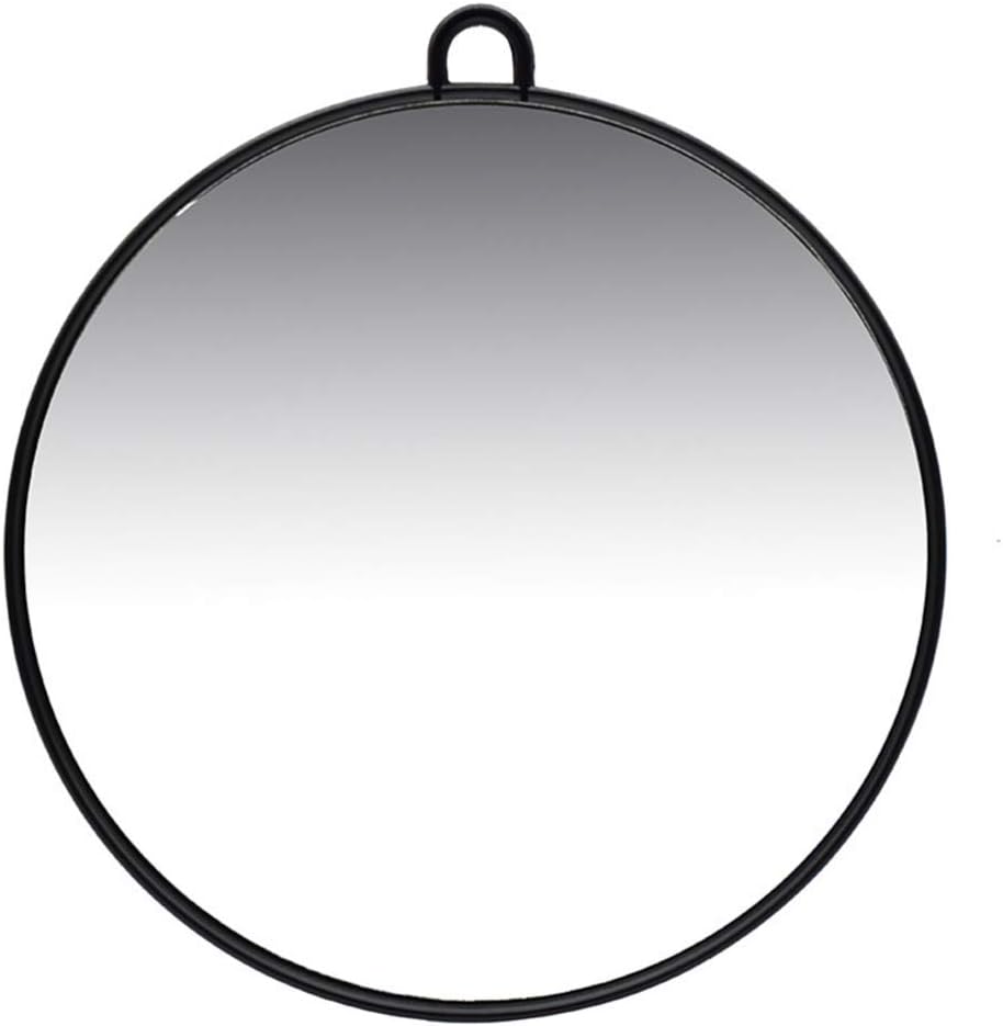Solustre Hand Mirror Hand Held Barber Mirror Rear View Makeup Mirror Round Cosmetic Mirror for Home Hair Salon(Black)
