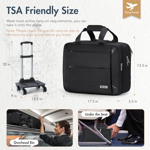 Lekebobor Rolling Laptop Bag - Laptop Briefcase on Wheels for Women/Men Fits Up to 15.6Inch Rolling computer Bags Water Resistant for Travel Work and Business (Black)2