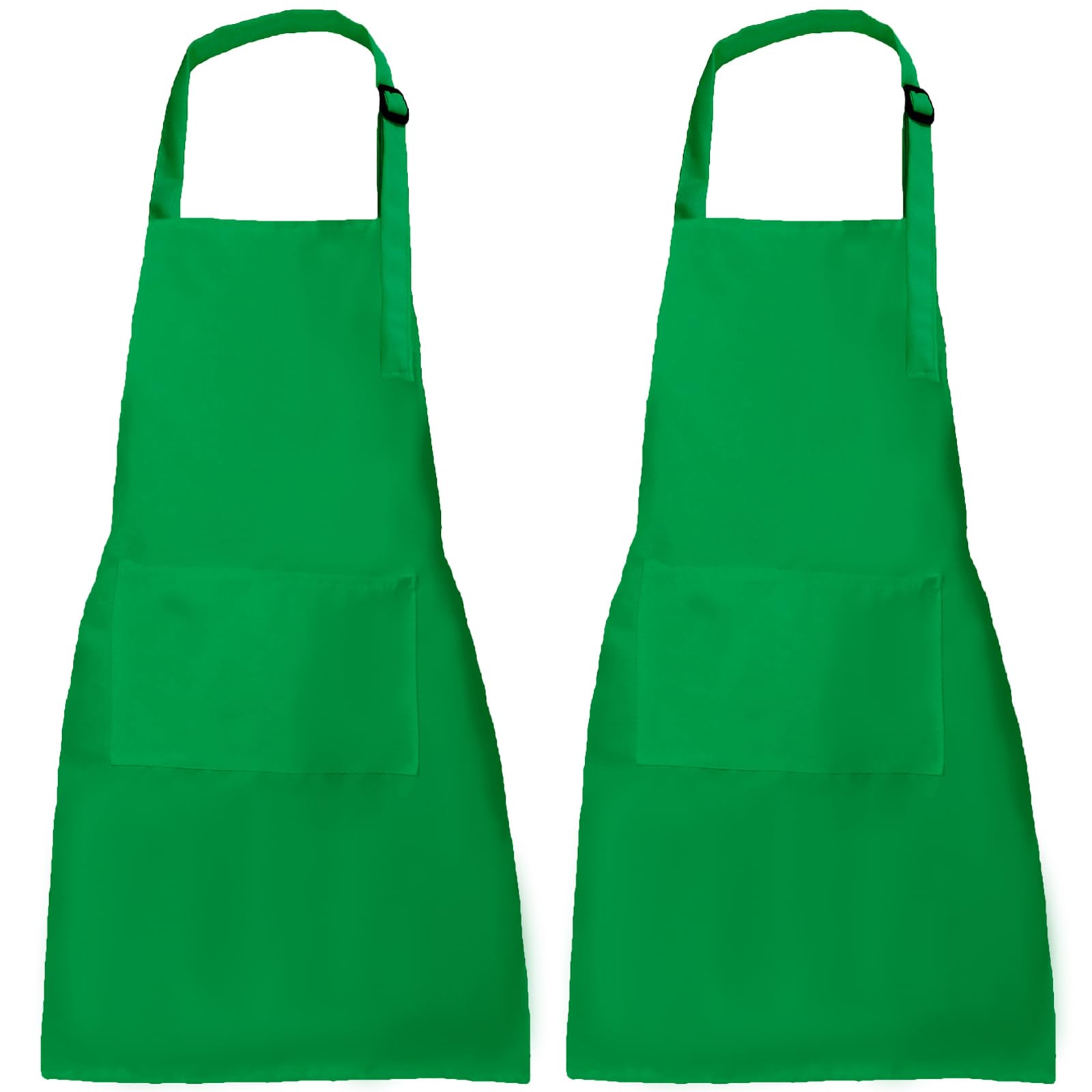 XIEJINJIA 2 Pack Kids Waterproof Apron with Pockets Adjustable Children Chef Artists Child Cooking Baking Painting for Boys and Girls Green