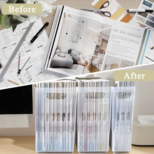 Image of 3 Size Scrapbook Paper Storage with Wheels, Plastic Scrapbook Storage Bin, 12x12 Paper Storage Organizer for Scrapbook Papers, Vinyl Sheets, Cardstocks, Documents