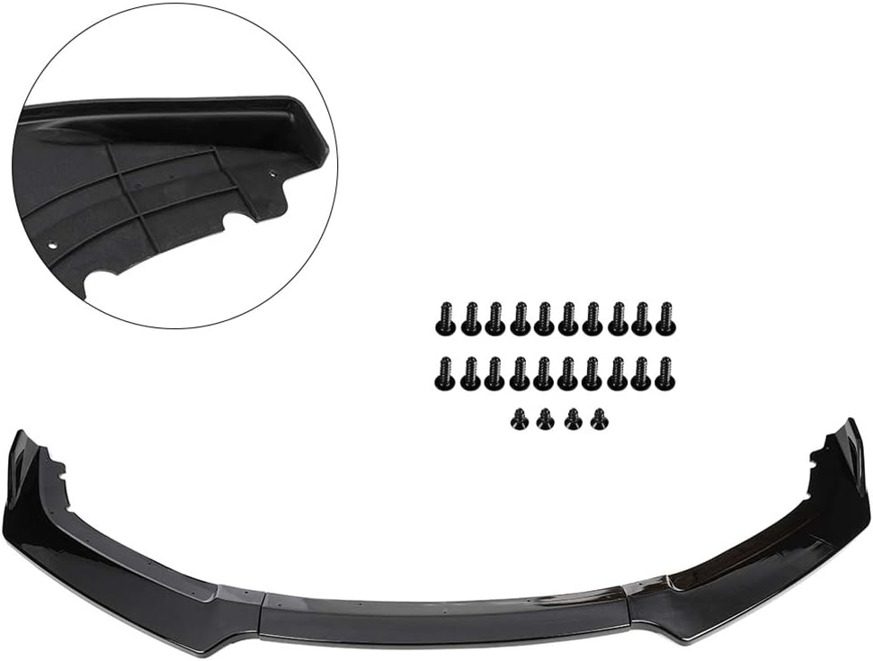 OCPTY 3PCS Glossy Black Car Front Bumper Spoiler Lip fit for 2016-2020 for Honda Civic