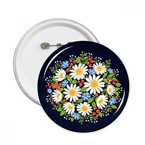Badge bouton fleur de chrysanthème blanc épingle ronde pour sac à dos et vestes