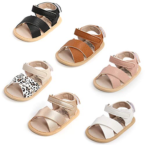 Image of RVROVIC Baby Boys Girls Sandals Premium Infant Summer Outdoor Shoes PU Lightweight Soft Anti-Slip Sole Toddler Prewalker