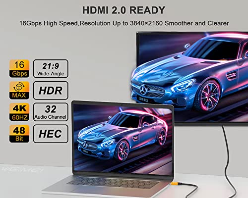 125 Feet 4K Hdmi Cable 2.0 Weimei Hdmi Cord 125Ft With Ic Booster Support 4K@60Hz Uhd 2160P Ethernet 3D Arc With Gold-Plated Connector And Bare Copper Conductor (From 6Ft To 125 Ft For Choices) #TOP4