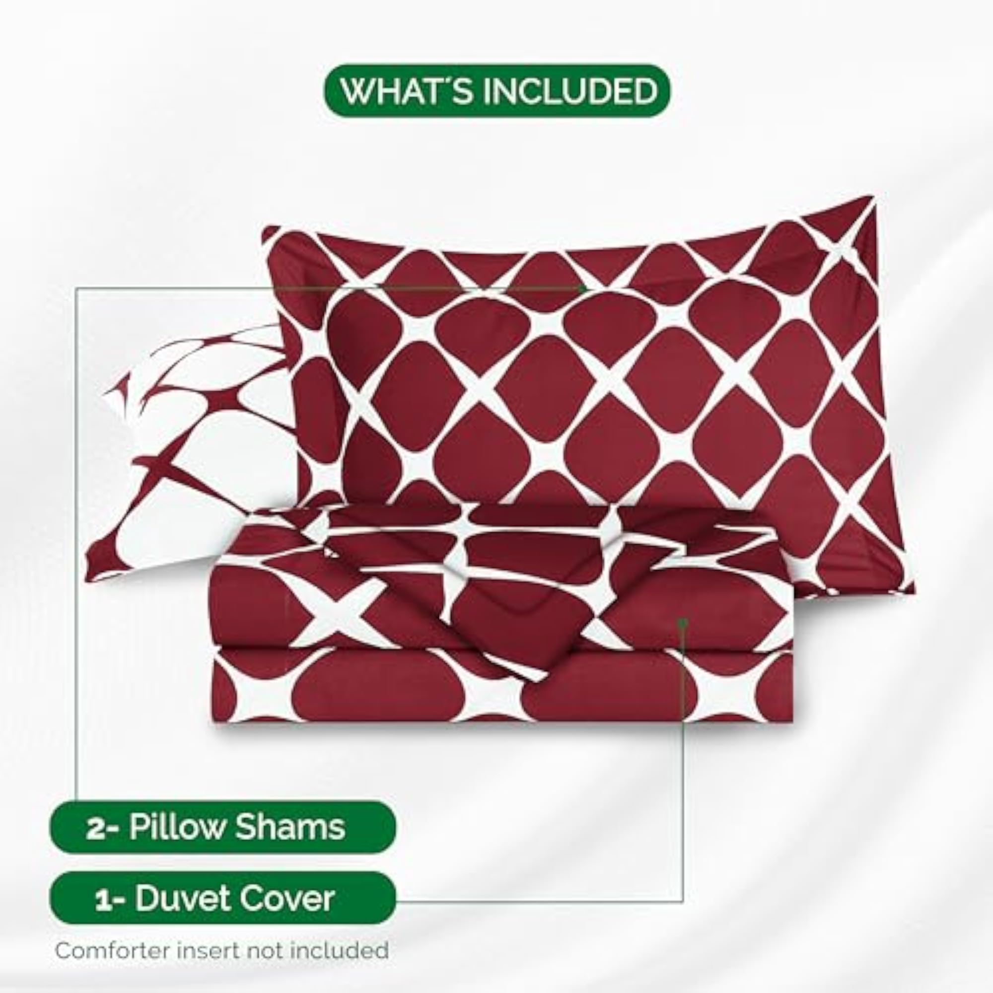 Luxury 3-Piece Reversible Duvet Cover Set - 1500 Microfiber