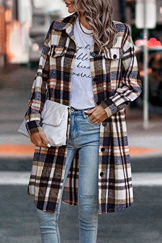 Image of PRETTYGARDEN Womens Plaid Shacket Jacket Flannel Shirts