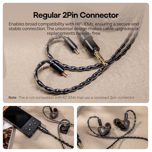 Image of Linsoul Kiwi Ears x B Media Terras IEM Cable, with Type-C USB C /3.5mm /4.4mm Plug,4N Single Crystal Copper 32AWG 4-Core in Ear Monitor Cord, 1.25m HiFi Upgrade Wire for Astral Orchestra II Arete Hype4