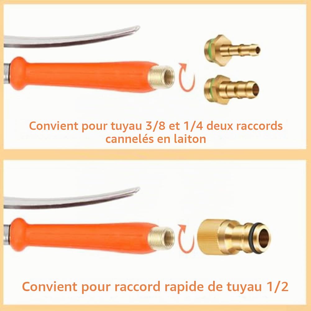 Poteau D'extension Télescopique Pour Pulvérisateur, Buse De Tuyau D'arrosage Extensible De 44 Pouces Avec Buse Réglable, Valve D'arrêt Intégrée, Pour Jardins, Vergers, Lavage De Voiture