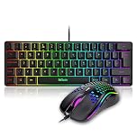 RedThunder 60% RGB Gaming Keyboard and Mouse Combo, UK Layout Ultra Compact Backlit Mini Keyboard, Lightweight 7200 DPI Cellular Optical Mouse, Portable Wired Gaming Set for PC PS5 Xbox Gamers (Black)