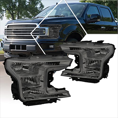 Pair of Replacement Headlights Assembly Smoked Lens Compatible with 18-20 Ford F150