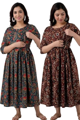 Image of Women's Maternity Kurti for Feeding Zippers |Easy Breastfeeding Kurti for Nursing Pre and Post Pregnancy (Combo of 2 Kurti)