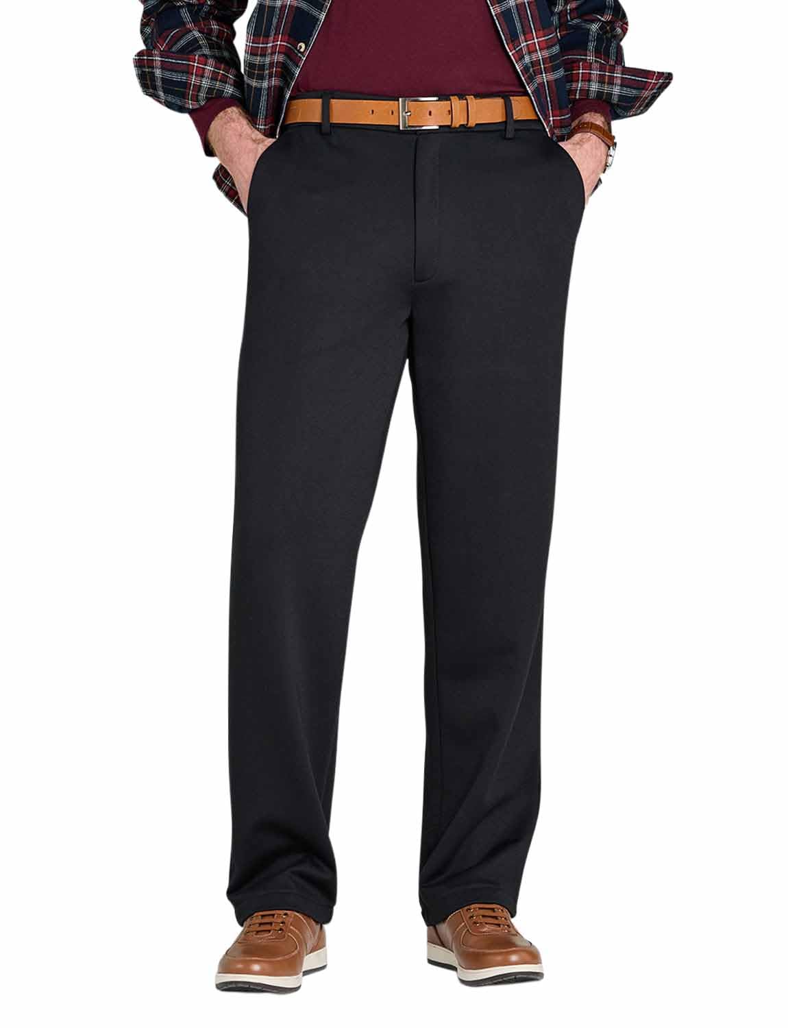 Pegasus Men's Black Fleece Lined Stretch Trousers For Thermal Winter Warmth With Super Stretch Comfort 34W / 31L