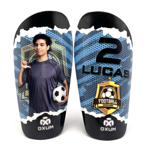 Oxum Sport - Espinilleras de Fútbol Personalizadas para Niños y Adultos - Personaliza con tu Foto, Número y Nombre - Bolsita para espinilleras de Regalo - Gama One Kraken
