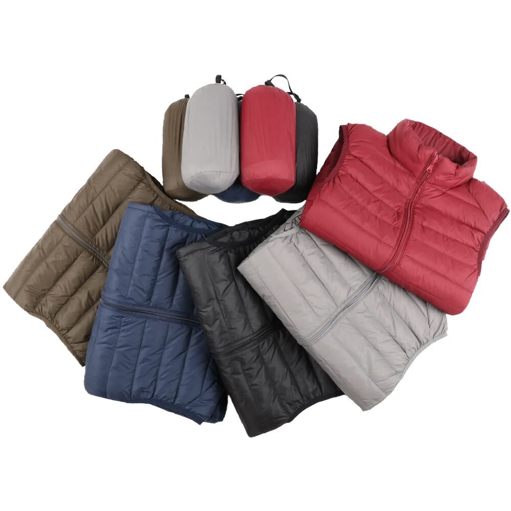 Piumino Senza Maniche Gilet da Uomo in Piumino D'Anatra Opaco Senza Maniche Gilet Leggero (Color : Gray, Size : XXL)