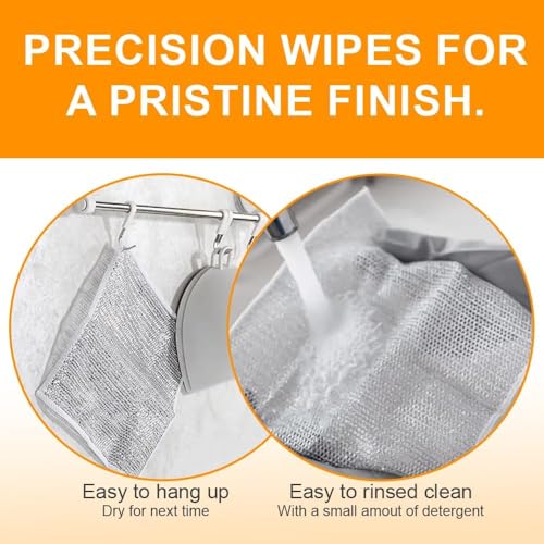Image of BRANCO Non Scratch Dishcloth, Multipurpose Wire Dishwashing Rag for Wet and Dry, Steel Cloth for Washing Dishes, Rust Removal Cleaning Cloth Kitchen, No Odor, Double Layer, 10 Pack