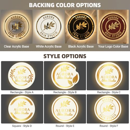 Image of Custom Acrylic Sign Backlit Signage, Personalized 3D Laser Cut Business Logo with LED Neon Backlight, Wall Decor for Storefront Salon Office Studio Coffee Shop Adjustable Brightness