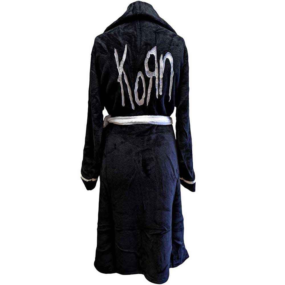 Korn Bathrobe Classic Band Logo Official Black super soft fleece Unisex M
