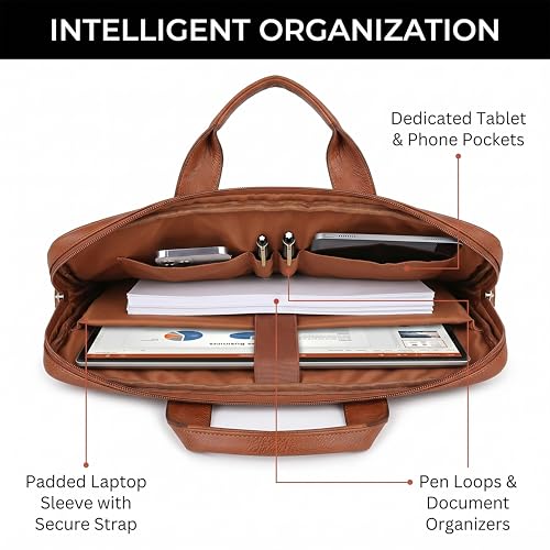Image of EXIM Prime Laptop Bag for Men Office Use| Office Bag for Men| Vegan Leather Laptop Messenger Bag| Fits Up to 15.6 Inch Laptop| Business Briefcase with Handle and Shoulder Strap