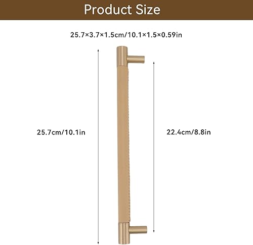 Miniatura 2 de Tissting Manija de puerta de gabinete de 10.1 x 1.5 x 0.59 pulgadas, manijas de gabinete de cocina de cuero de latón, tirador de gabinete de cocina,