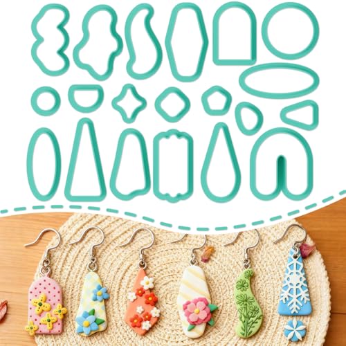 Image of ORIGACH 15 Pcs Dangle Shape Polymer Clay Cutters Set Basic Earring Clay Cutter DIY Craft Supplies Clay Sculpting Tools for Earring and Jewelry Making
