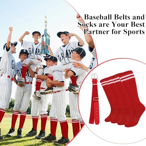 Baseball Socks and Belt Combo Set for Youth Boys Girls (2 Pairs of Socks&1 Belt)4