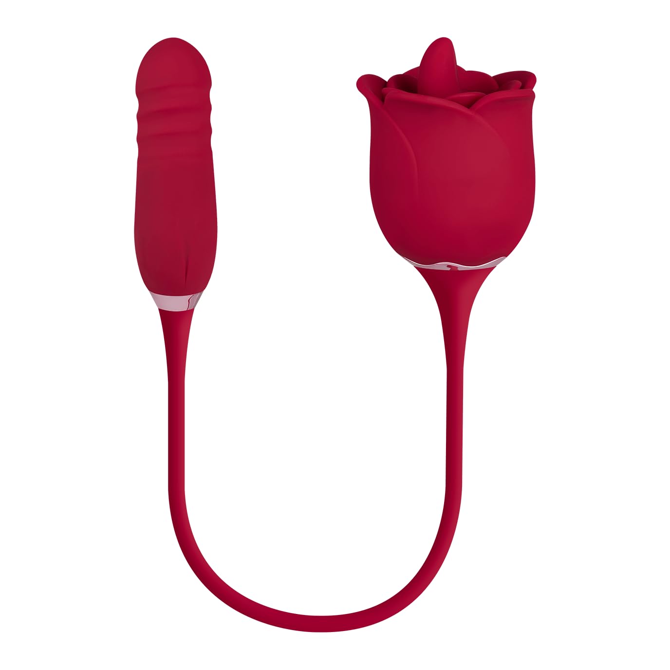 EIS, vibratore, vibratore da appoggio, mini vibratore, vibratore da appoggio a forma di rosa - 2 in 1, 39,8 cm, impermeabile, ricaricabile, silicone delicato sulla pelle
