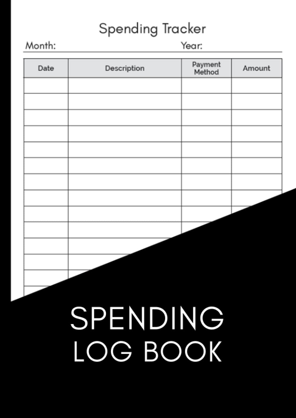 Spending Log Book: Large A4 Expense Tracker & Record Notebook, Black Cover