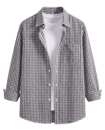 Image of Afflatus Men's Classic Gingham Check Slim Fit Button-Down Dress Shirt for Man | Long Sleeve Cotton Casual Formal Wear | Plaid Checkered Shirt for Men | Business Casual Office Wear