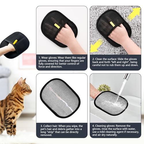 TOPZFL 2 Stück Tierhaarentferner Handschuh,Wiederverwendbare Haarentfernungshandschuh,2025 New Fell Magnet Handschuh,für Katzen & Hunde Reinigung,Haarentfernung.