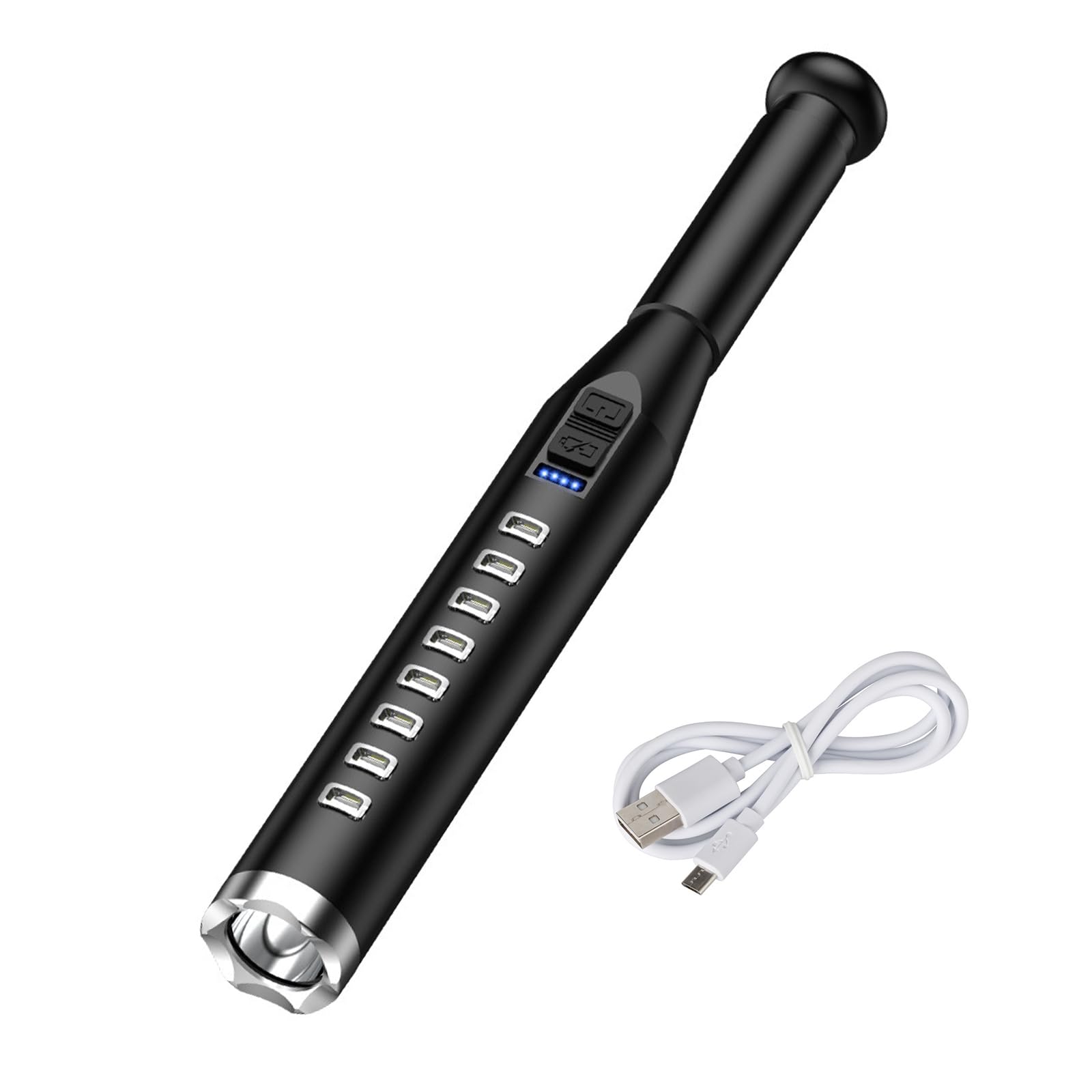 Zqxnt Baseball Bat Flashlight USB Rechargeable ABS Texture for Camping Hiking Security Patrol and Beam in Dark Conditions Outdoor Flashlight