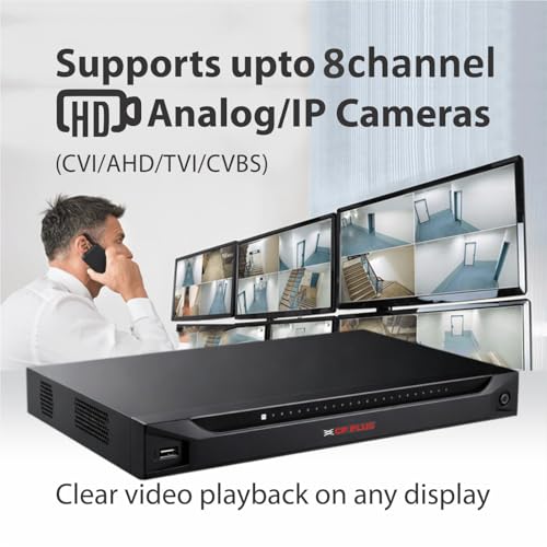 Image of CP Plus 8CH 1U 2HDDs Network Video Recorder, Instastream, H.265, H.264, MJPEG,Upto12MP Resolution, AI Disabled: 160 Mbps Incoming, 2 SATA HDDs Upto 20TB Each, 2USB Ports [CP-UNR-4K4082-V4]