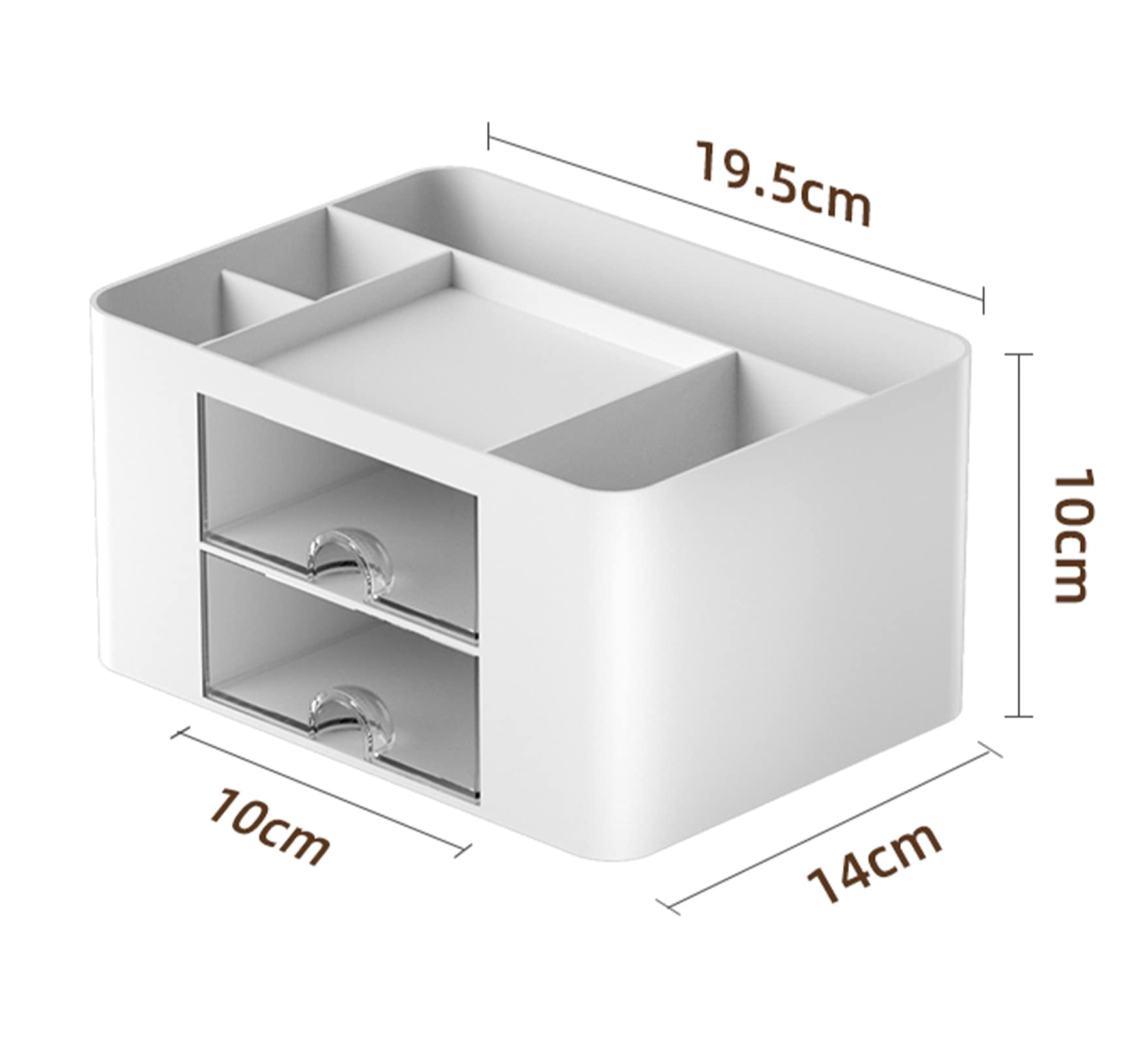 Notwoe Portapenne Da Scrivania Con Cassetto - Organizer Per Penne, Evidenziatori, Bianco - Foto 2