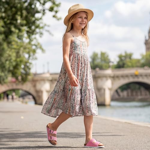 Image of K KomForme Kid Sandals Boy Girl Cork Footbed Slide with Adjustable Strap | Open-toe, Comfort