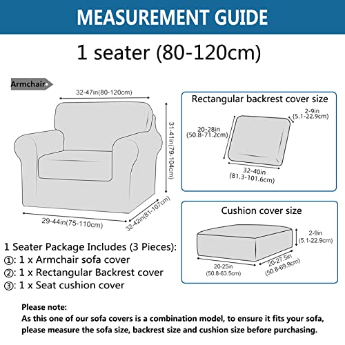 Housse de canapé extensible 3 pièces ajustement parfait pour fauteuil - 4
