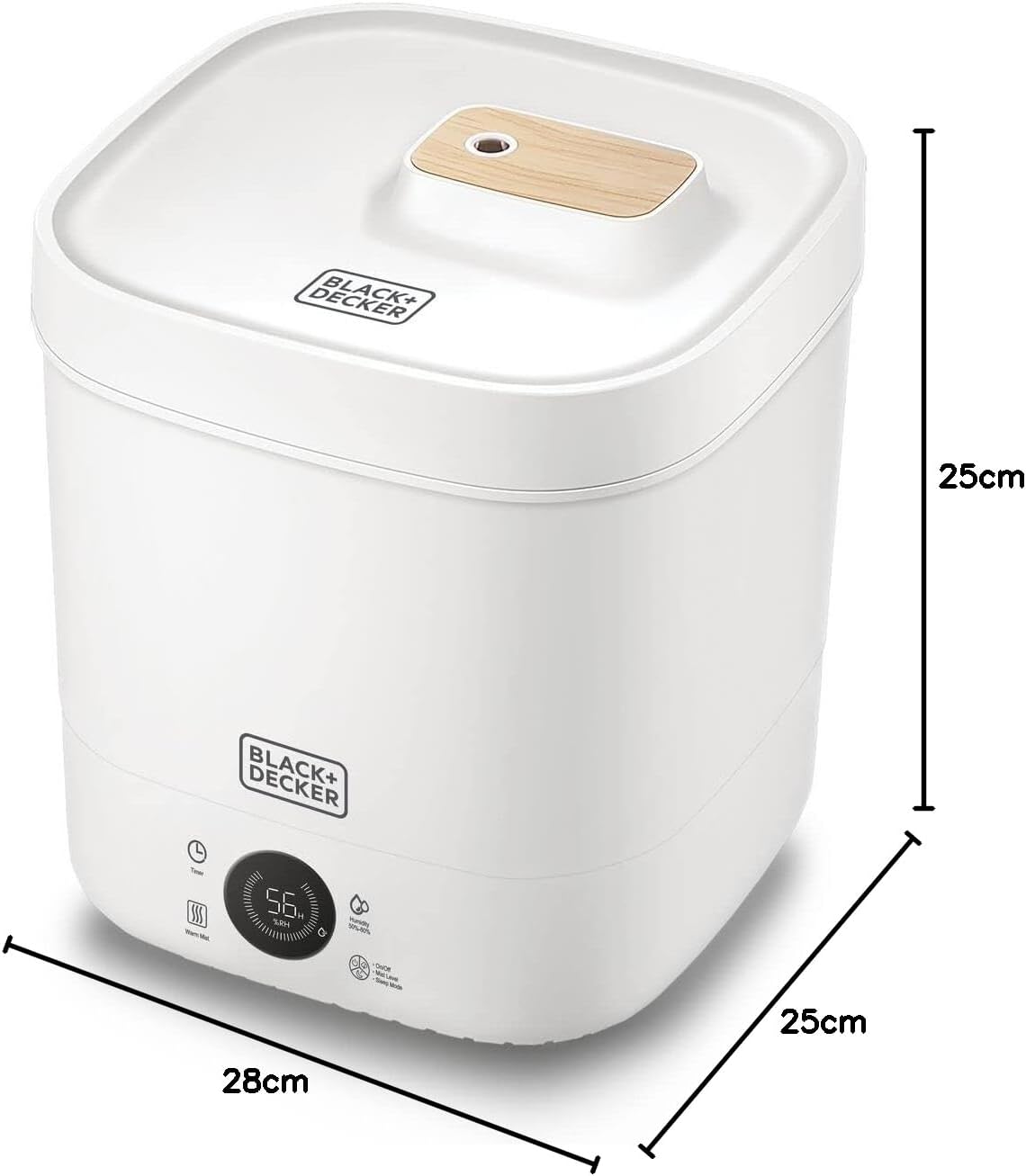 Dimensions of the BLACK+DECKER Digital Humidifier HM4250-B5