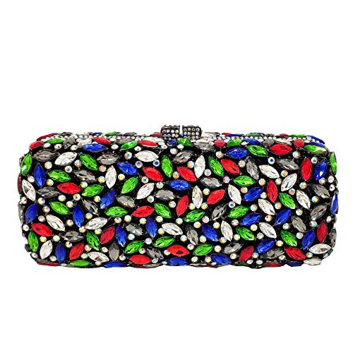 Image of Boutique De FGG Women Crystal Clutch Bag Minaudiere Box Handbag Party Prom Rhinestone Clutch Purse Wedding Bag, Mini