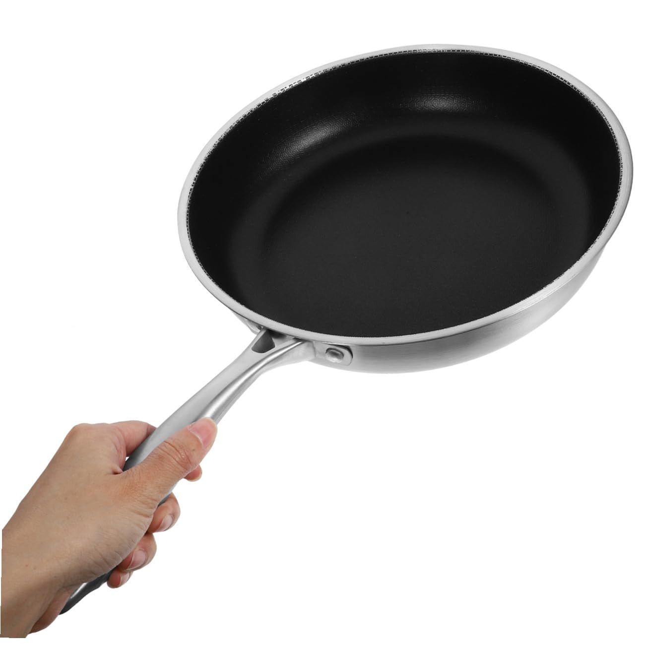 DECHOUS Padella per Cucina Quotidiana in Acciaio Inox Nido D'ape Antiaderente e Facile da Maneggiare per Uova Adatta a Piani Cottura a Gas, Elettrici a Induzione