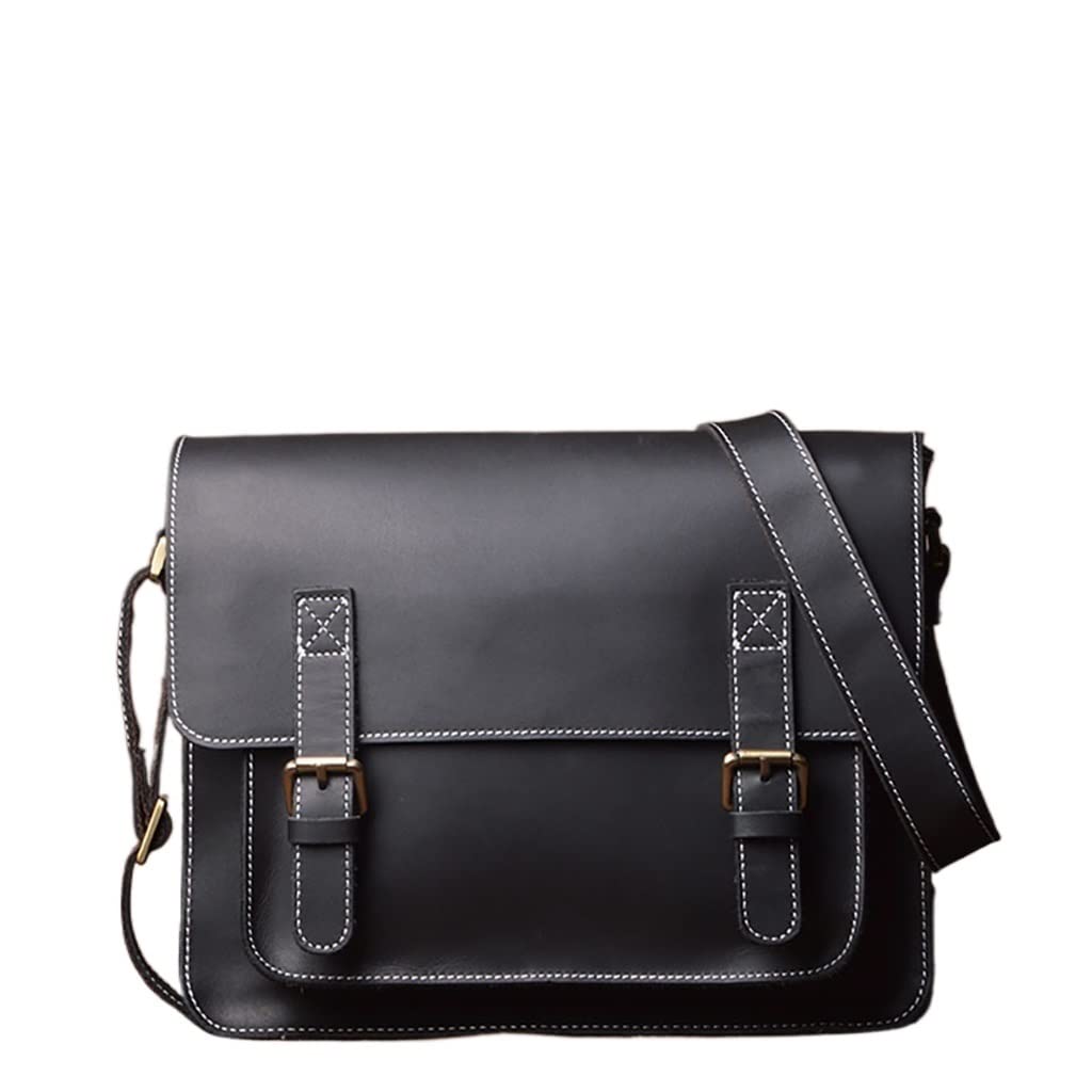 Bag Vintage Men Shoulder Bag Genuine Leather Crossbody Casual College Style Bag Messenger Bag 12.9 Inch Laptop Bags (Color : A, Size : One Size)