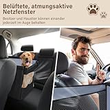 Hundetransportbox für Auto, Autositz für Hunde mit atmungsaktivem Netzfenster, verstellbarer Sicherheitsgurt, wasserdicht, für kleine Hunde (49 x 49 x 38 cm) - Schwarz